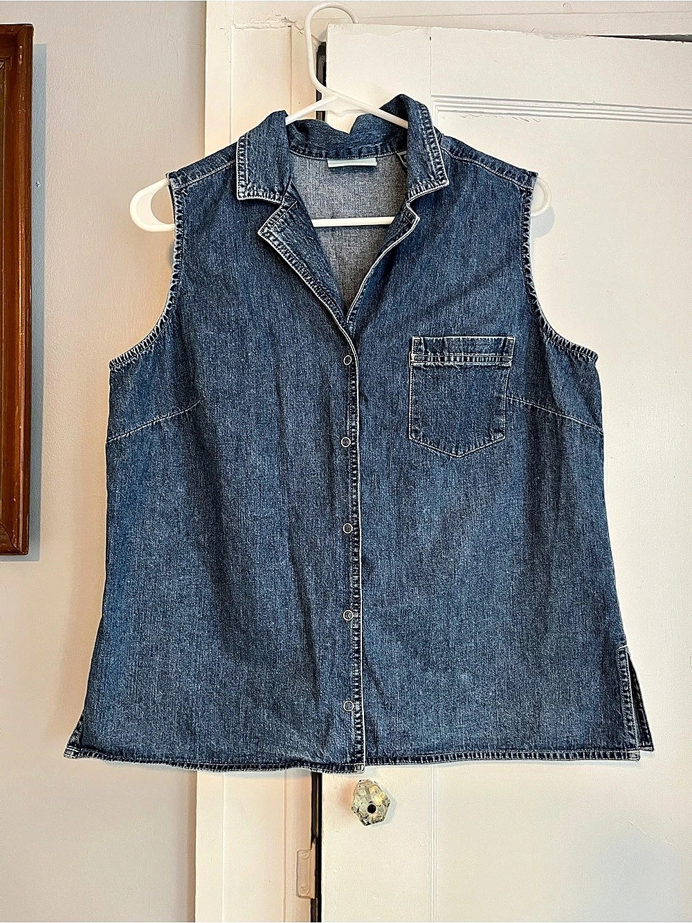Marsh Landing Denim Button Front Vest in Blue Size XL 100% cotton